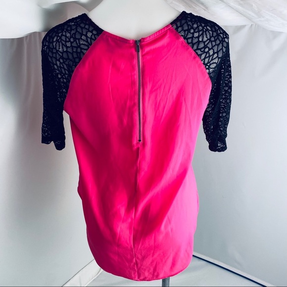 L’Amour Nanette Lepore pink and black owl blouse L - Picture 3 of 8